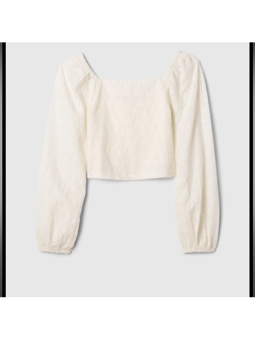 NWT Gap Kids white eyelet long sleeve Cropped Puff-Sleeve Shirt